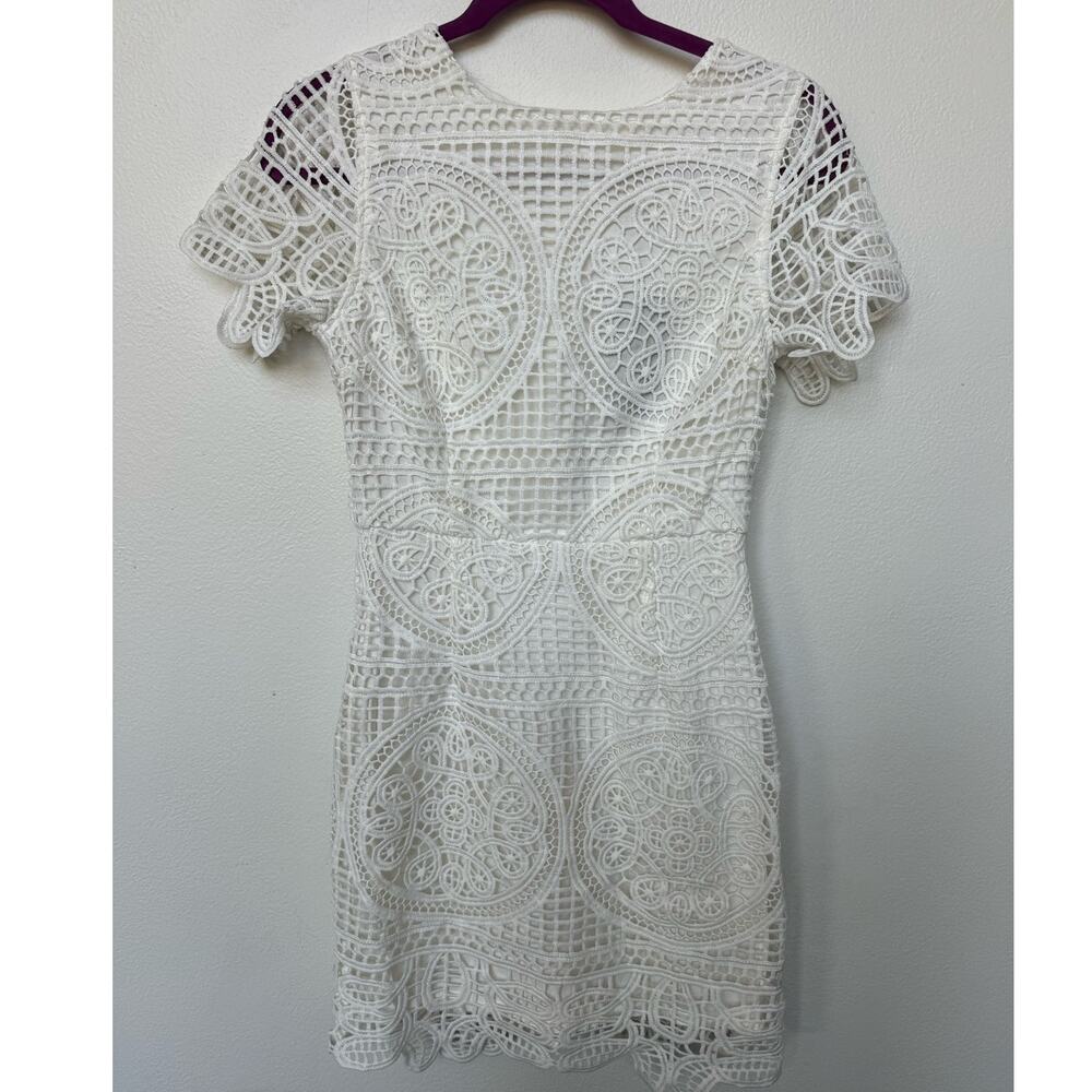J.O.A. Los Angeles Lace Overlay Mini Sheath Dress White Women's Sz S NWT